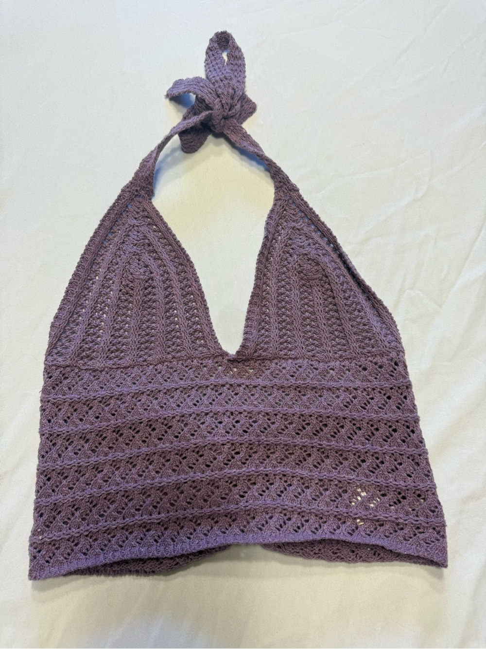 Romwe Purple Mauve Crochet Knit Top Size S Y2K Boho